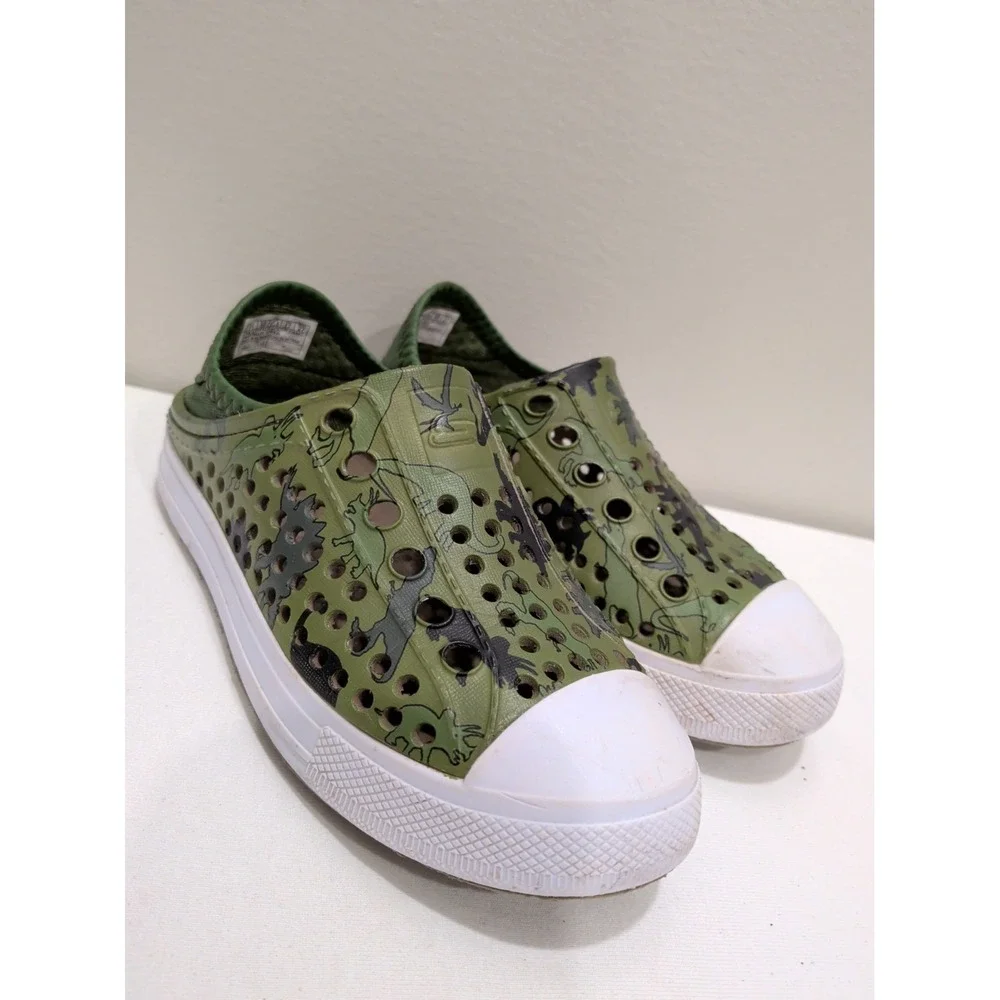Skechers Kids Camo Foamies Water Shoes Sandals Size 11 Green Dinosaur 17348LS